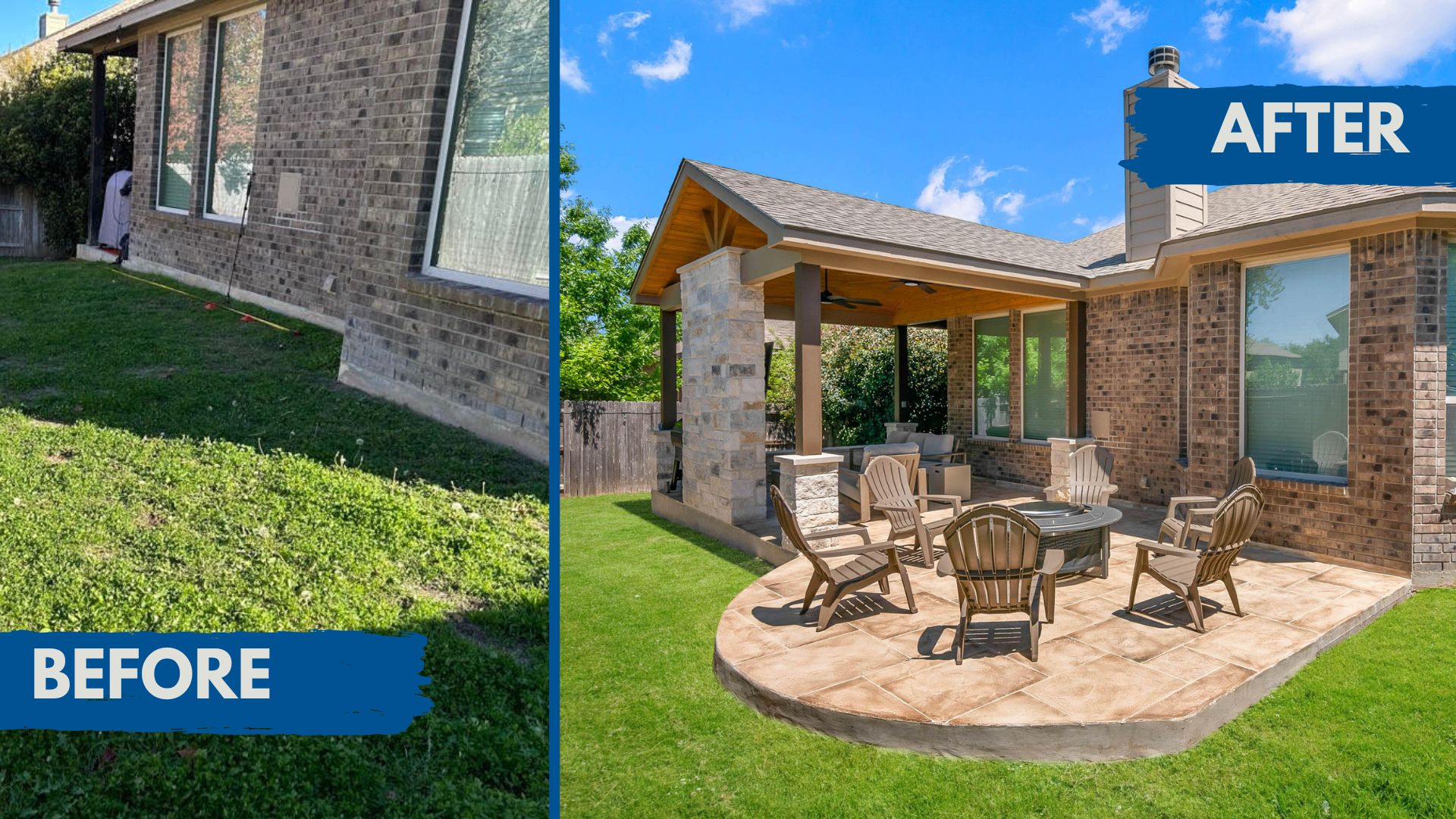 backyard patio transformation before and after San Antonio